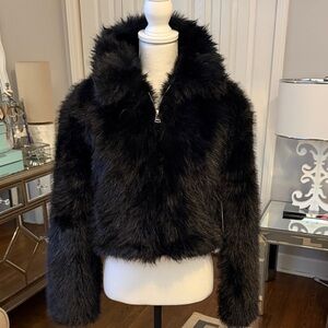 Coco & Shay Black Faux Fur Jacket XS - From Formal to Fun NWT